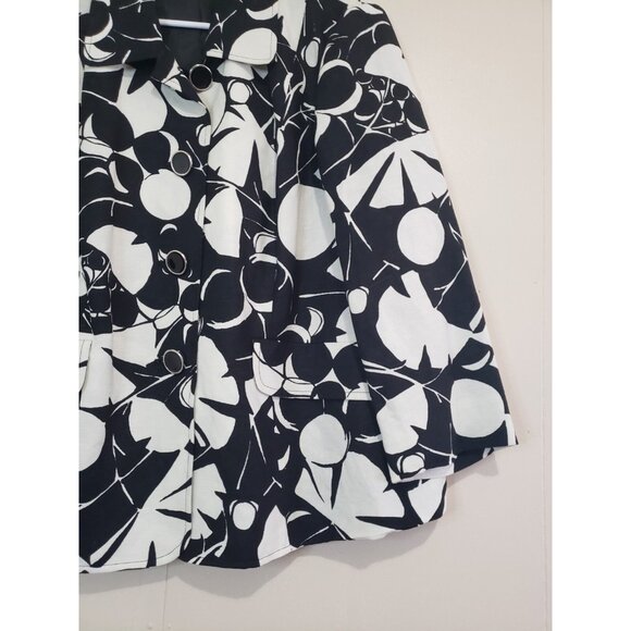 VTG Kasper Essential Sportswear Women Plus 16W Jacket Black White Floral Classic - Picture 3 of 6